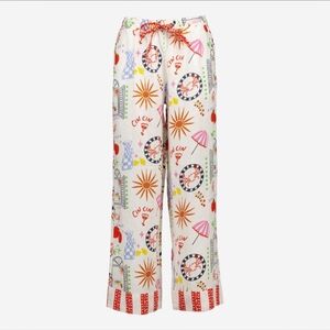 Cynthia Rowley Linen Printed Wide Leg Pants